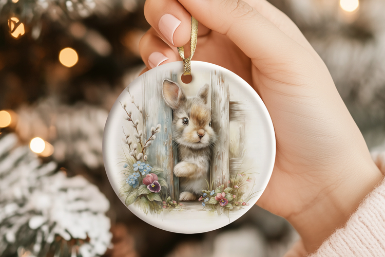 Rustic Bunny Door Ornament Sublimation