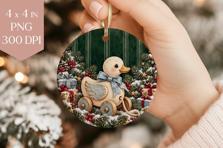 Vintage Toy Duck Christmas Ornament PNG example image 1