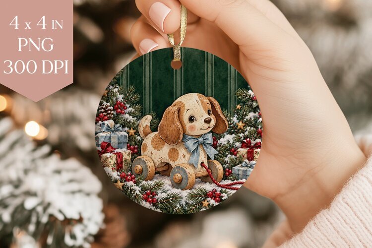 Vintage Toy Dog Christmas Ornament PNG example image 1