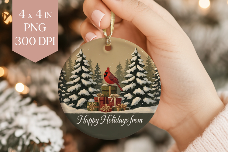 Red Cardinal Ornament Sublimation PNG