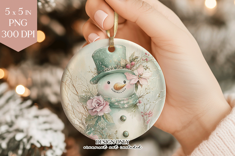Christmas Snowman Round Ornament PNG