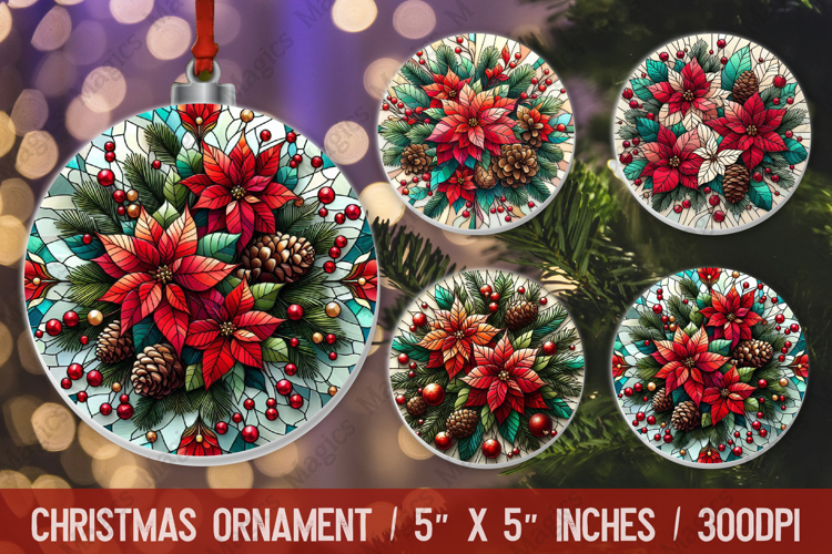 3D Christmas Ornament Sublimation Design, Round Ornament Png