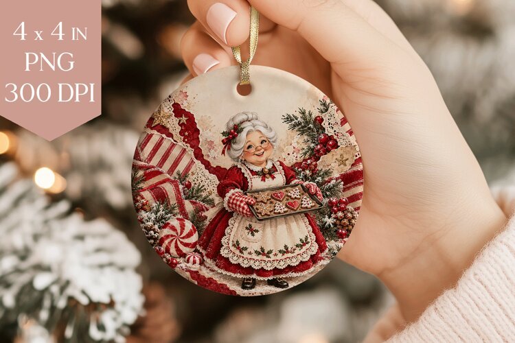 Mrs Claus Christmas Ornament PNG example image 1