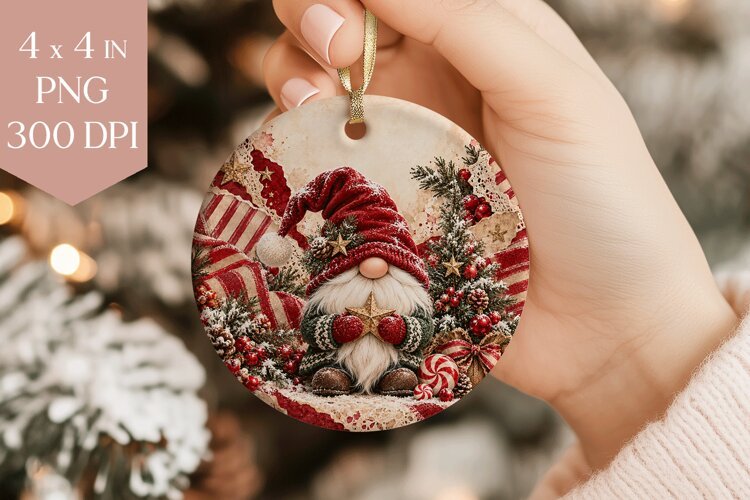 Red Christmas Gnome Ornament PNG example image 1