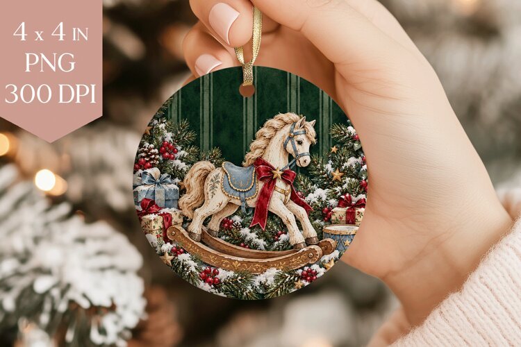 Rocking Horse Christmas Ornament PNG example image 1