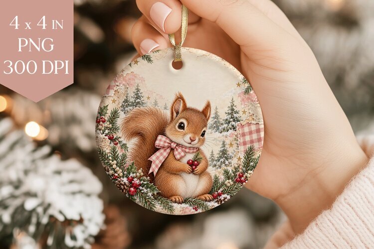 Pink Squirrel Christmas Ornament PNG example image 1