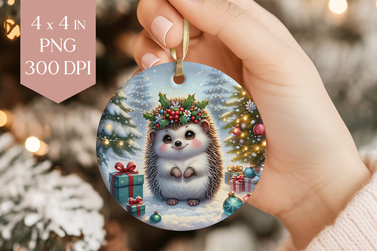 Christmas Hedgehog Sublimation PNG - Cute Animal Ornament
