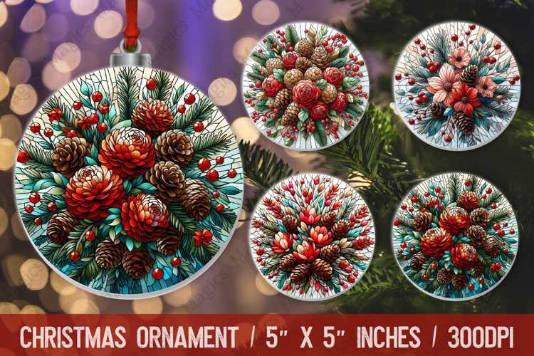 3D Christmas Ornament Sublimation Design, Round Ornament Png