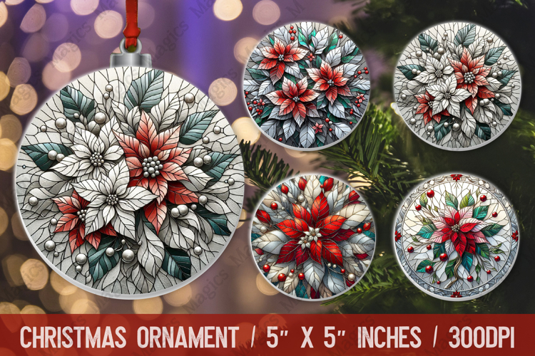 3D Christmas Ornament Sublimation Design, Round Ornament Png