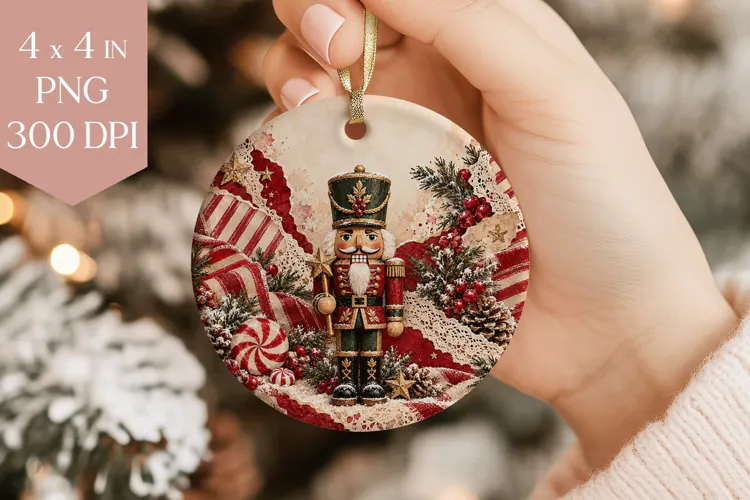 Vintage Nutcracker Christmas Ornament PNG