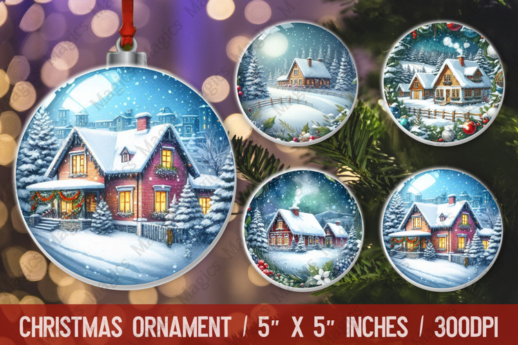 Christmas round ornaments sublimation design