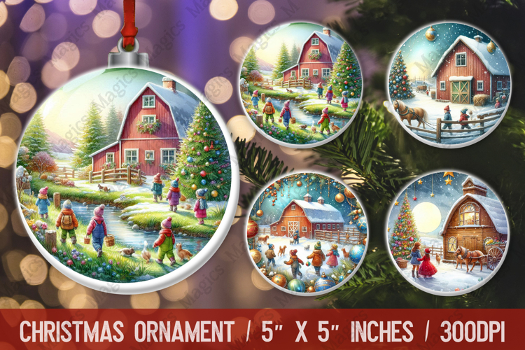 Christmas round ornaments sublimation design