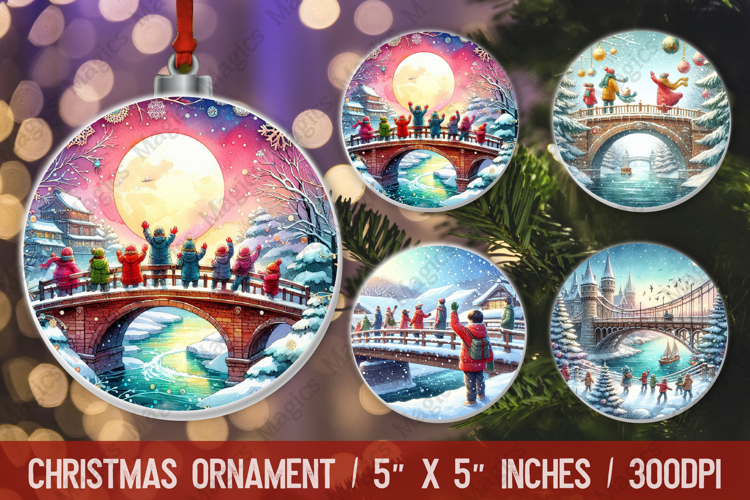 Christmas round ornaments sublimation design