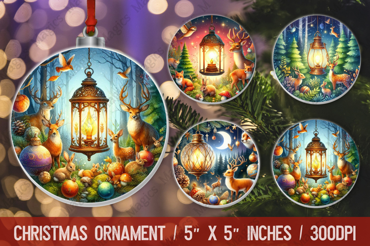 Christmas round ornaments sublimation design