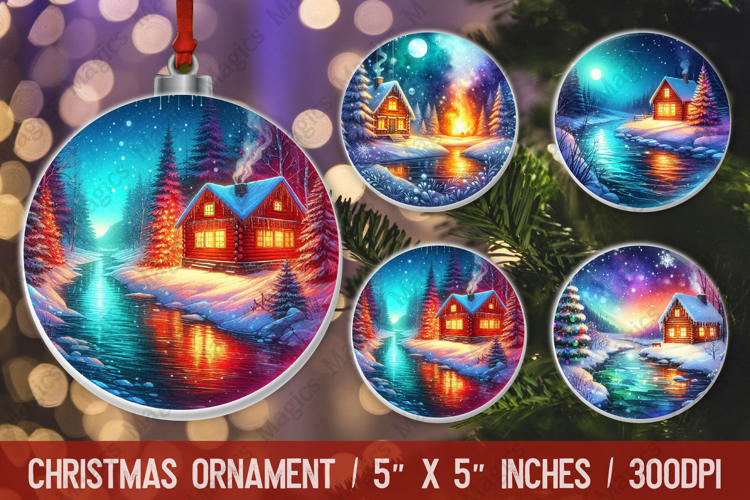 Christmas round ornaments sublimation design