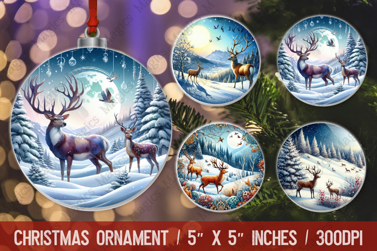 Christmas round ornaments sublimation design