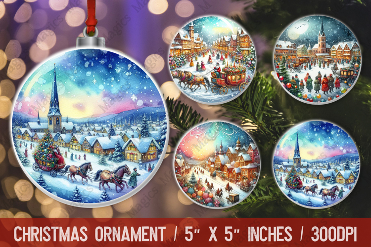 Christmas round ornaments sublimation design