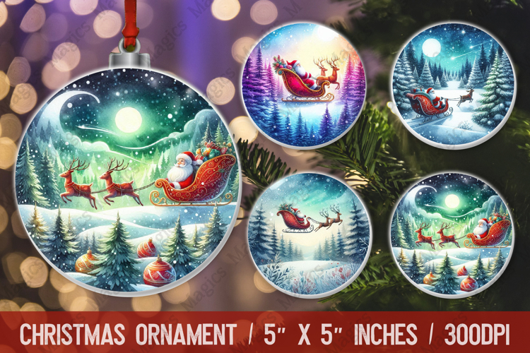 Christmas round ornaments sublimation design