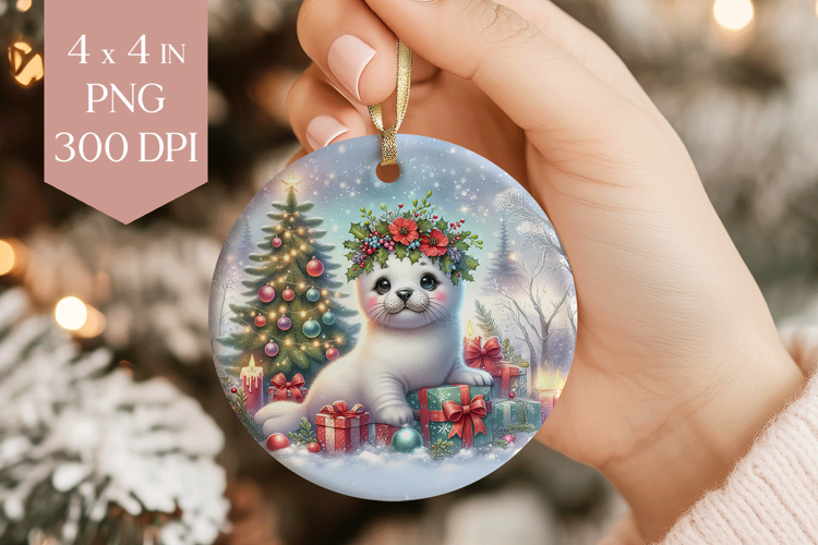 Christmas Seal Sublimation PNG - Cute Marine Ornament Art