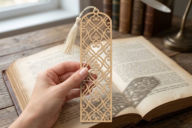 Ornate Bookmark SVG Laser Cut File example image 1