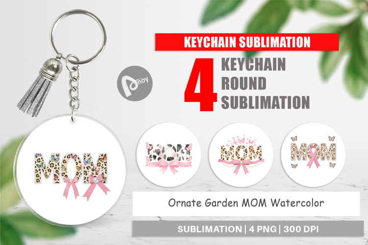 Ornate Garden MOM Keychain