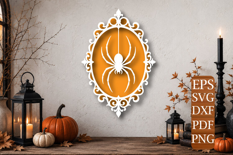Ornate Spider Frame Laser Cut SVG example image 1