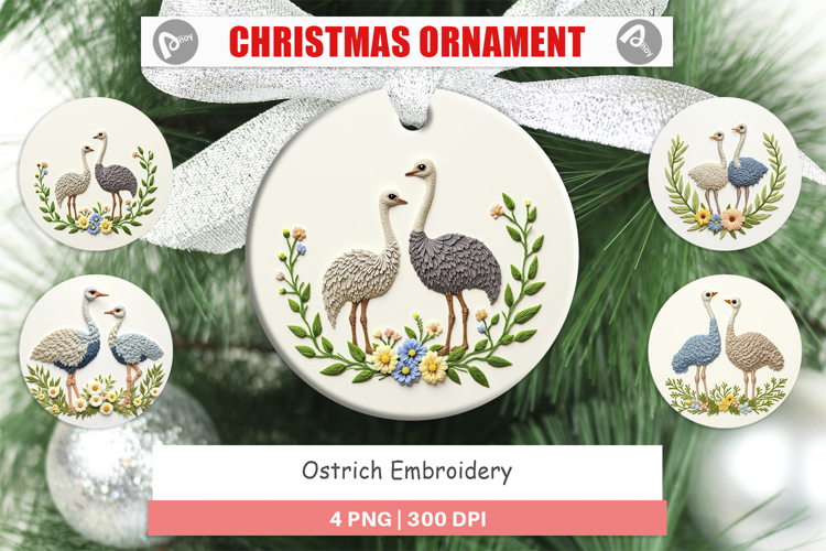 Ornament Ostrich Embroidery