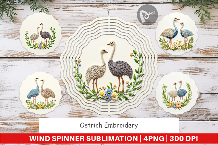 Wind Spinner Ostrich Embroidery