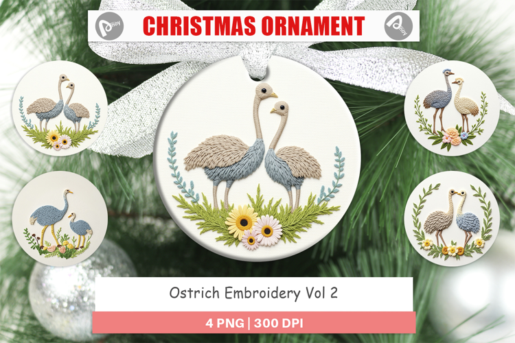 Ornament Ostrich Embroidery