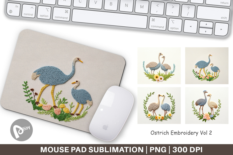 Mouse Pad Ostrich Embroidery