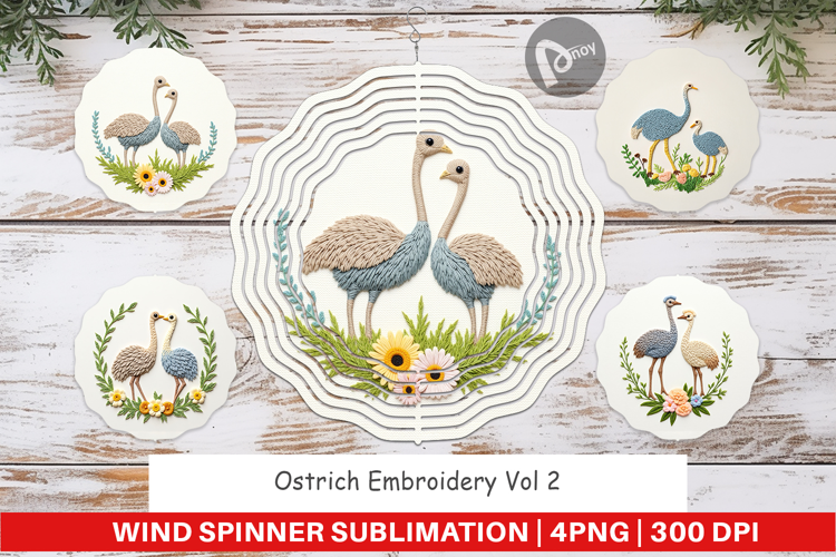 Wind Spinner Ostrich Embroidery