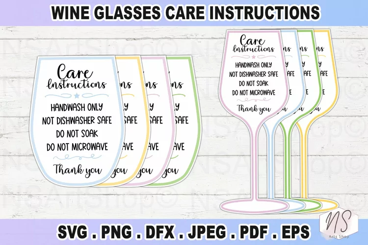 Wine Glass Care Card SVG, Care instruction, Stemless Glass