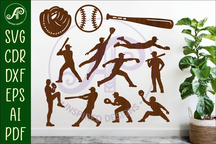 Baseball silhouette bundle laser cut outs