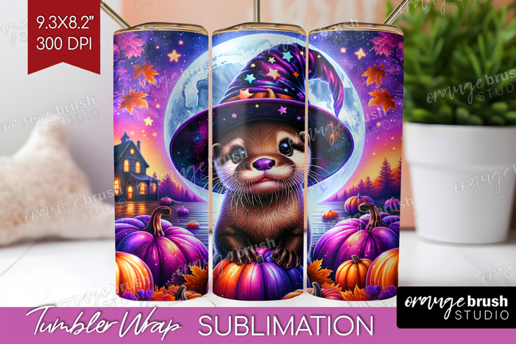 Otter Halloween Tumbler Wrap Cute Animal Tumbler PNG