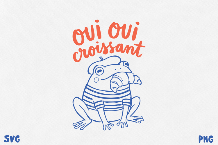Paris Frog Quotes PNG SVG. Funny French Café Frog.