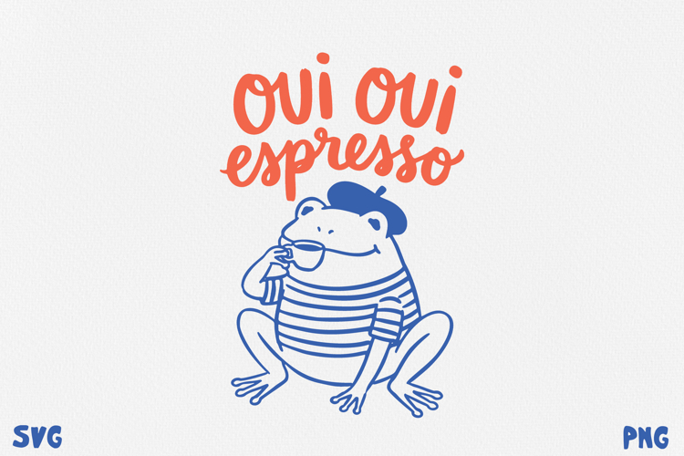 Paris Frog Quotes PNG SVG. Funny French Café Frog. example image 1