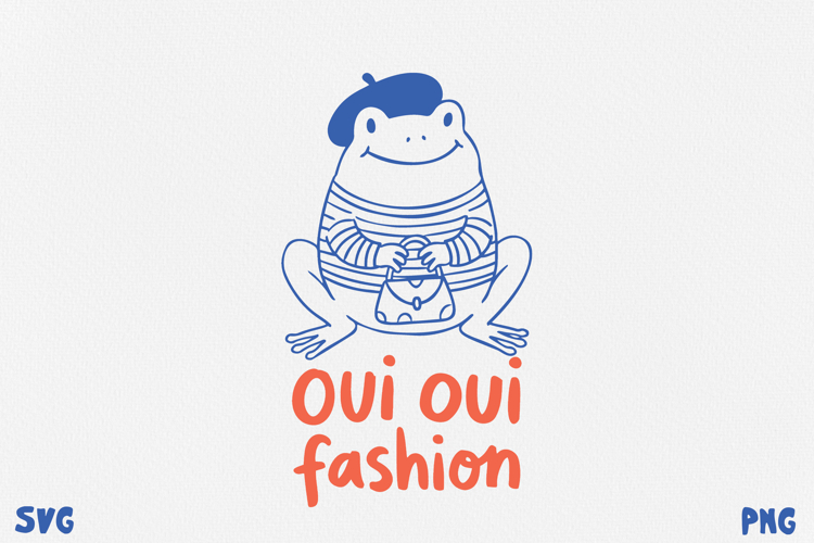 Paris Frog Quotes PNG SVG. Funny French Café Frog. example image 1