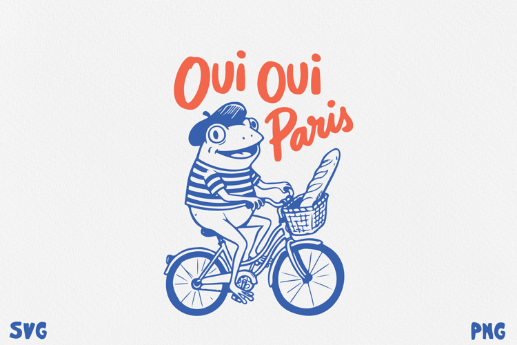 Paris Frog Quotes PNG SVG. Funny French Café Frog. example image 1