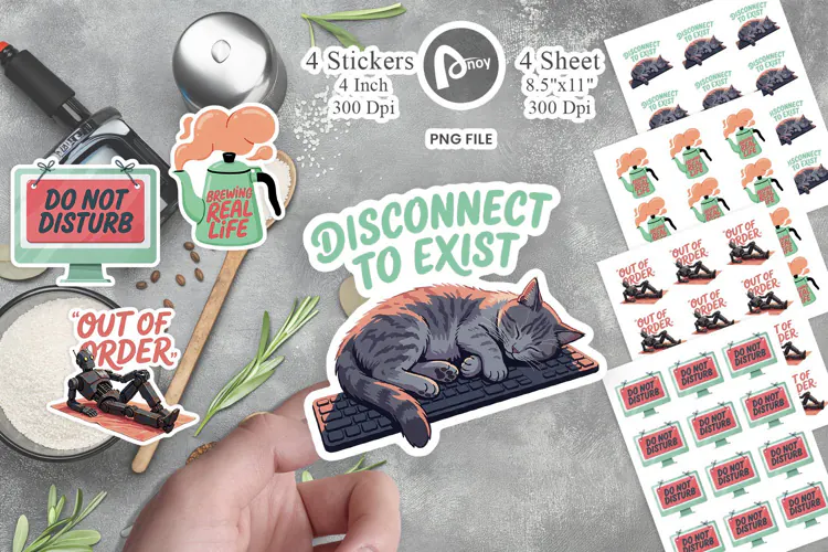 Out-of-Office Robots Sticker