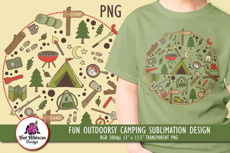 Camping Hiking Outdoors Adventures Sublimation Design