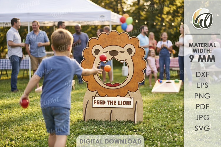 3D Outdoor Game Laser Cut. Kids Activity SVG. Feed the lion