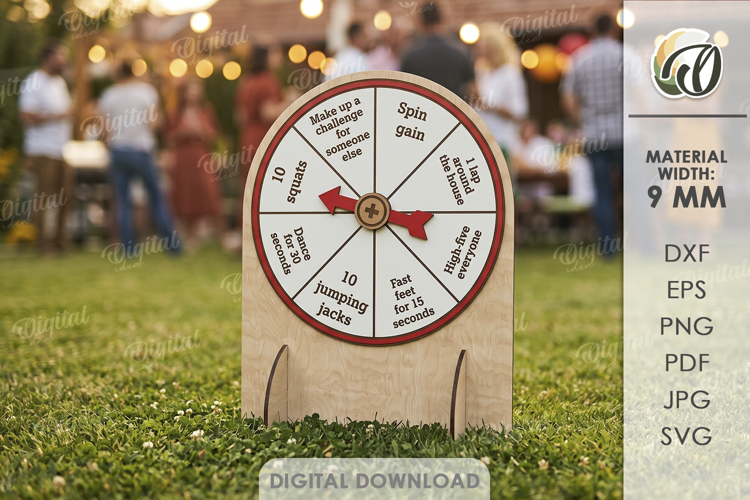 3D Outdoor Game Laser Cut. Kids Activity SVG. Spin The Wheel