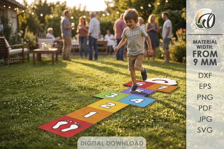 3D Outdoor Game Laser Cut. Kids Activity SVG. Hopscotch