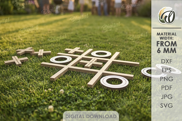 3D Outdoor Game Laser Cut. Kids Activity SVG. Tic tac toe