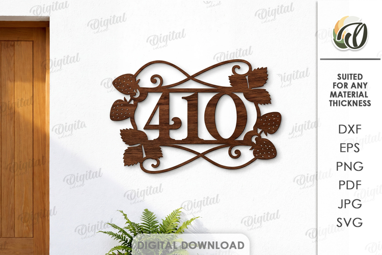 House number sign Laser cut. Street name plaque SVG