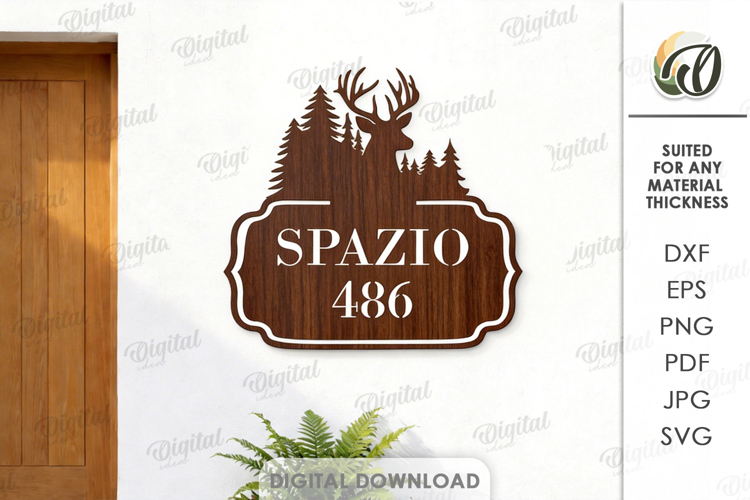 House number sign Laser cut. Street name plaque SVG. Nature