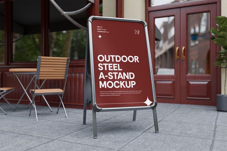 Steel A-Stand Sign Mockup Outdoor