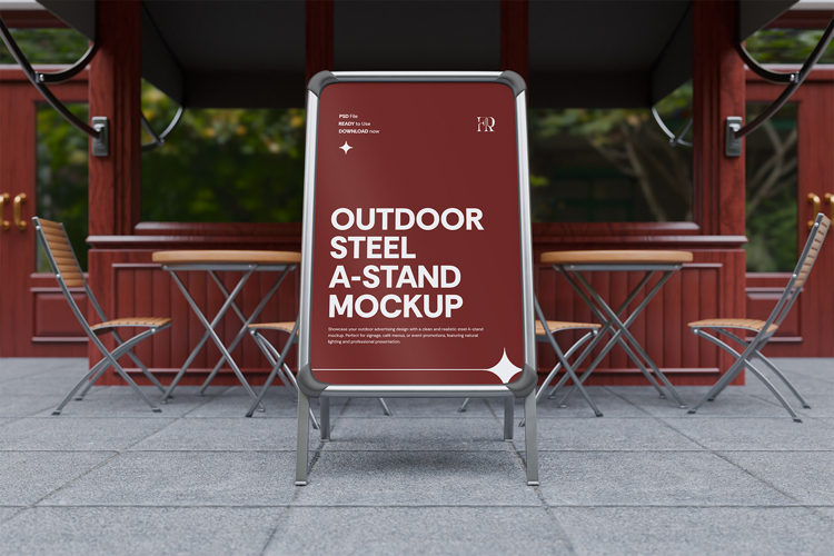 Steel A-Stand Sign Mockup Outdoor