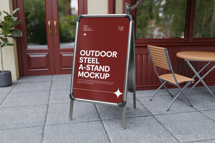 Steel A-Stand Sign Mockup Outdoor