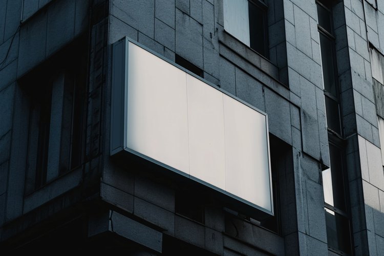 Wall Mounted Sign on Building Mockup